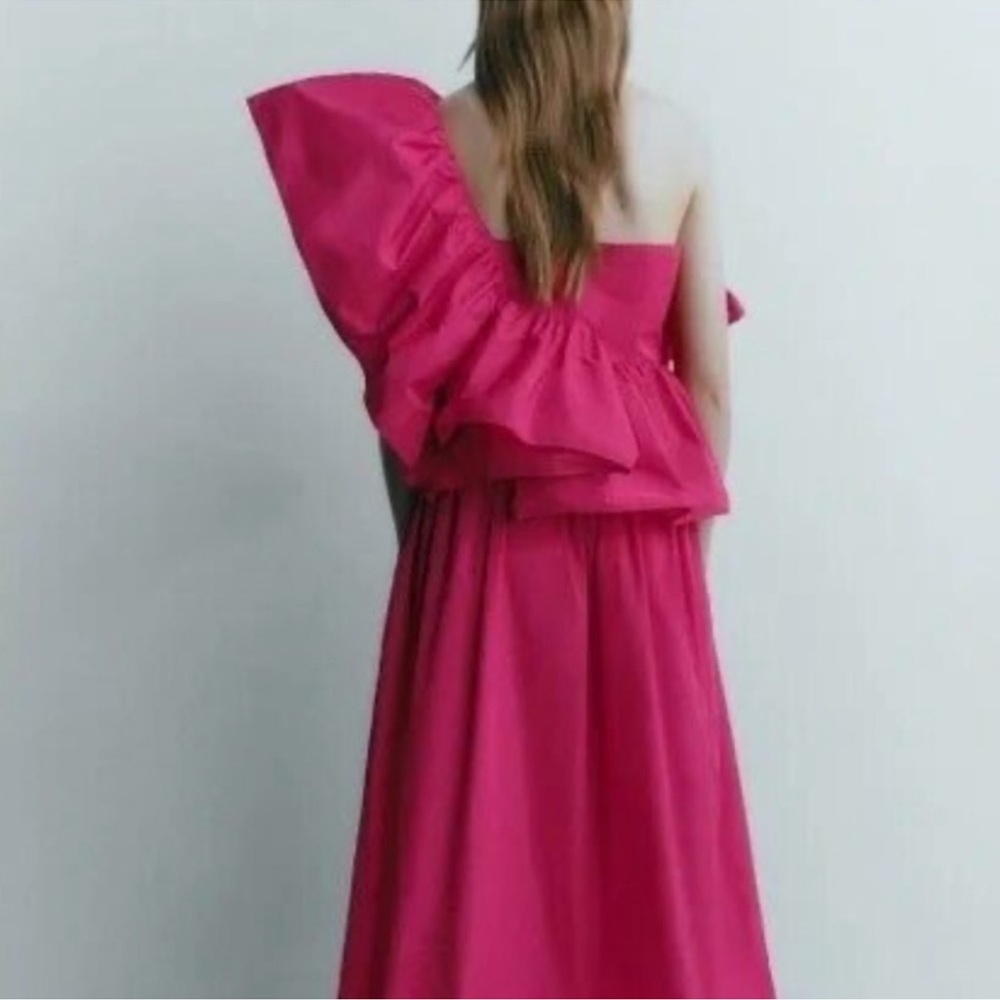ZARA Ruffled Asymmetric one shoulder Top S & M Available NWT - Picture 7 of 12